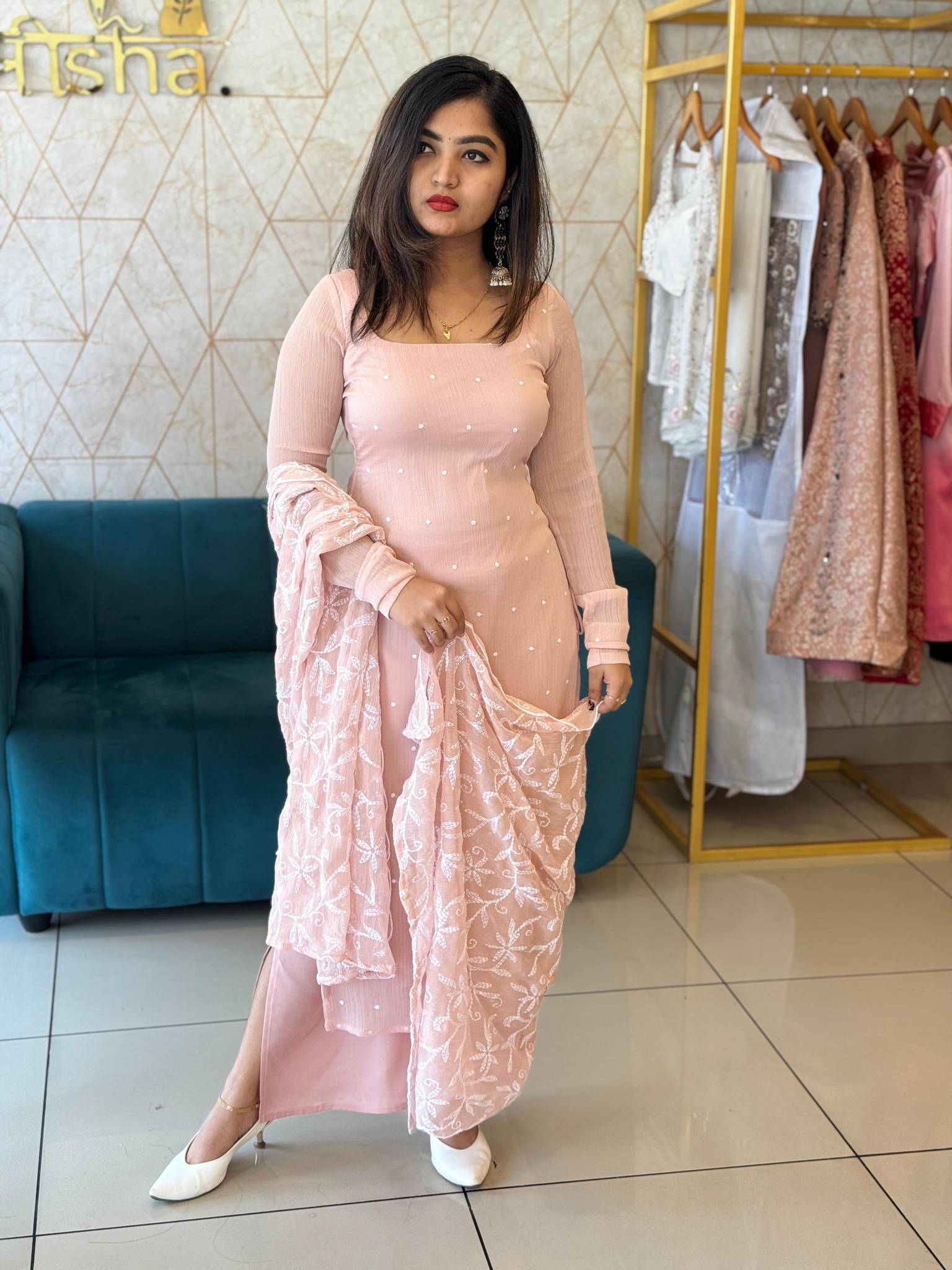 Unstitched mul chiffon set