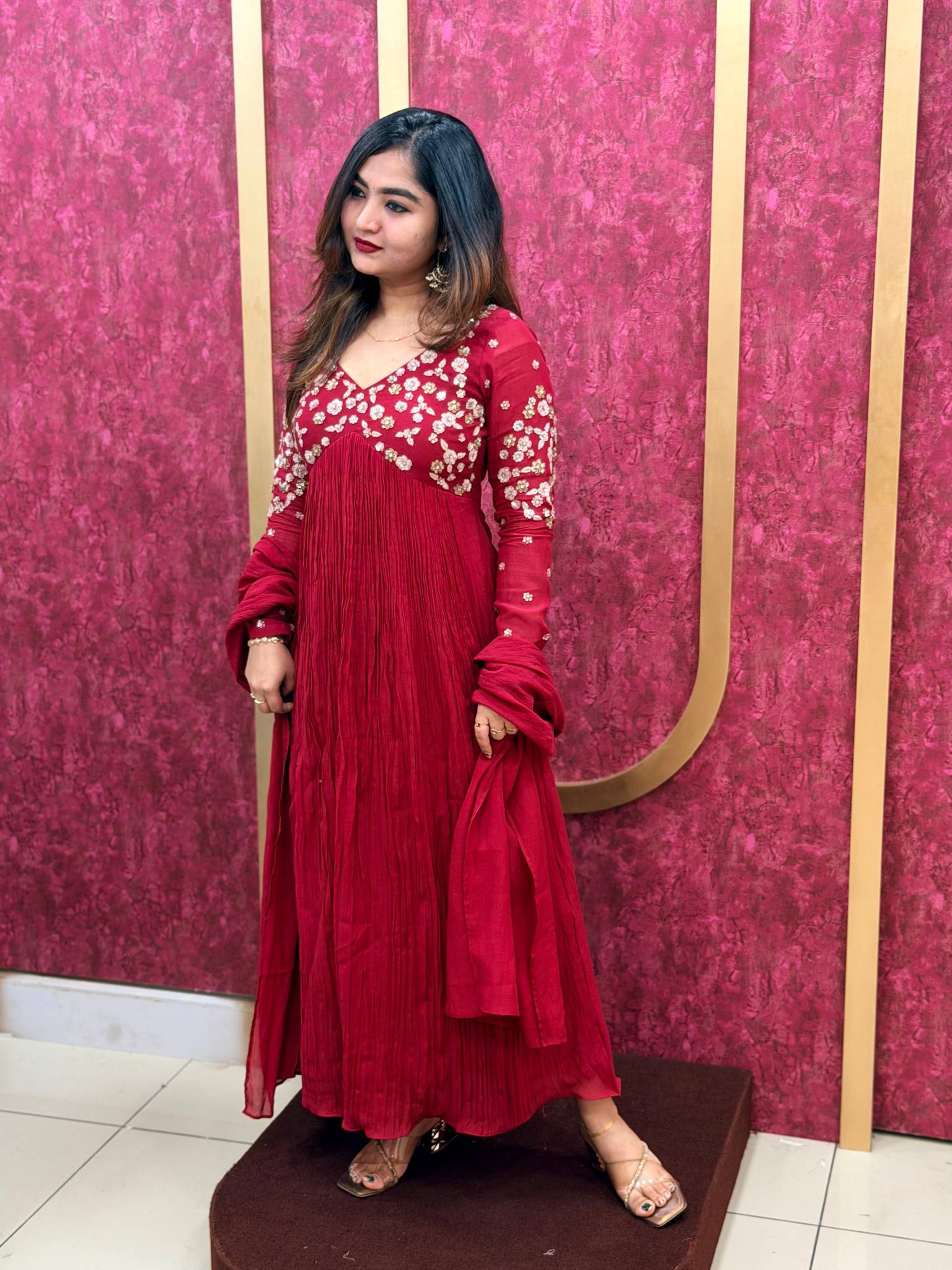 Buy Chanderi heavy hand work kurthi | Sreesha Design
