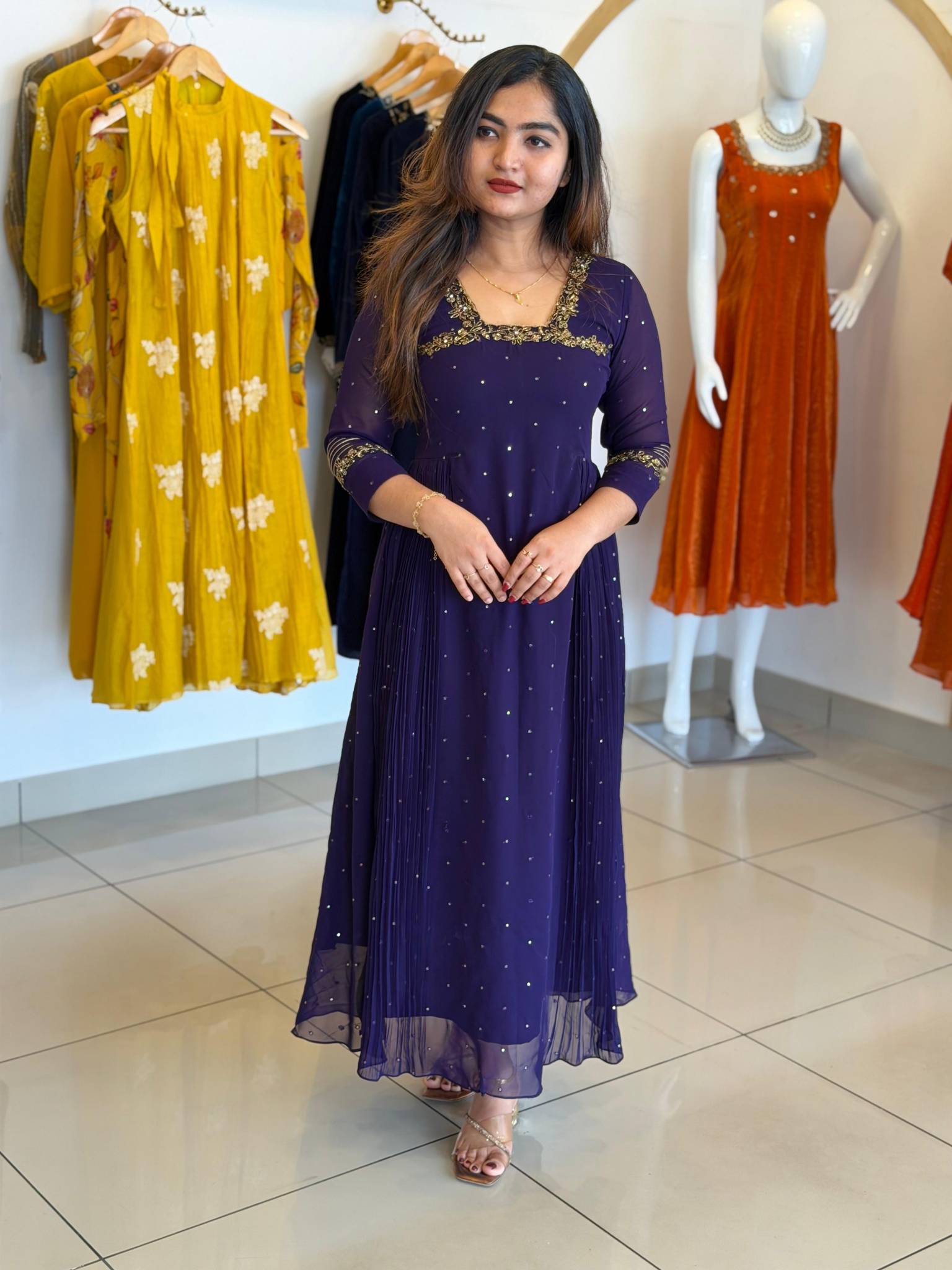 Buy Purple Georgette sequence kurthi | Sreesha Design