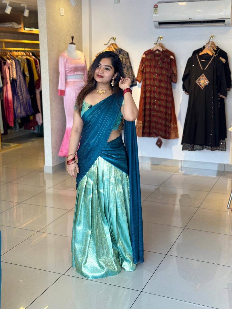 Buy Peacock Brocade dhawani | Sreesha Design