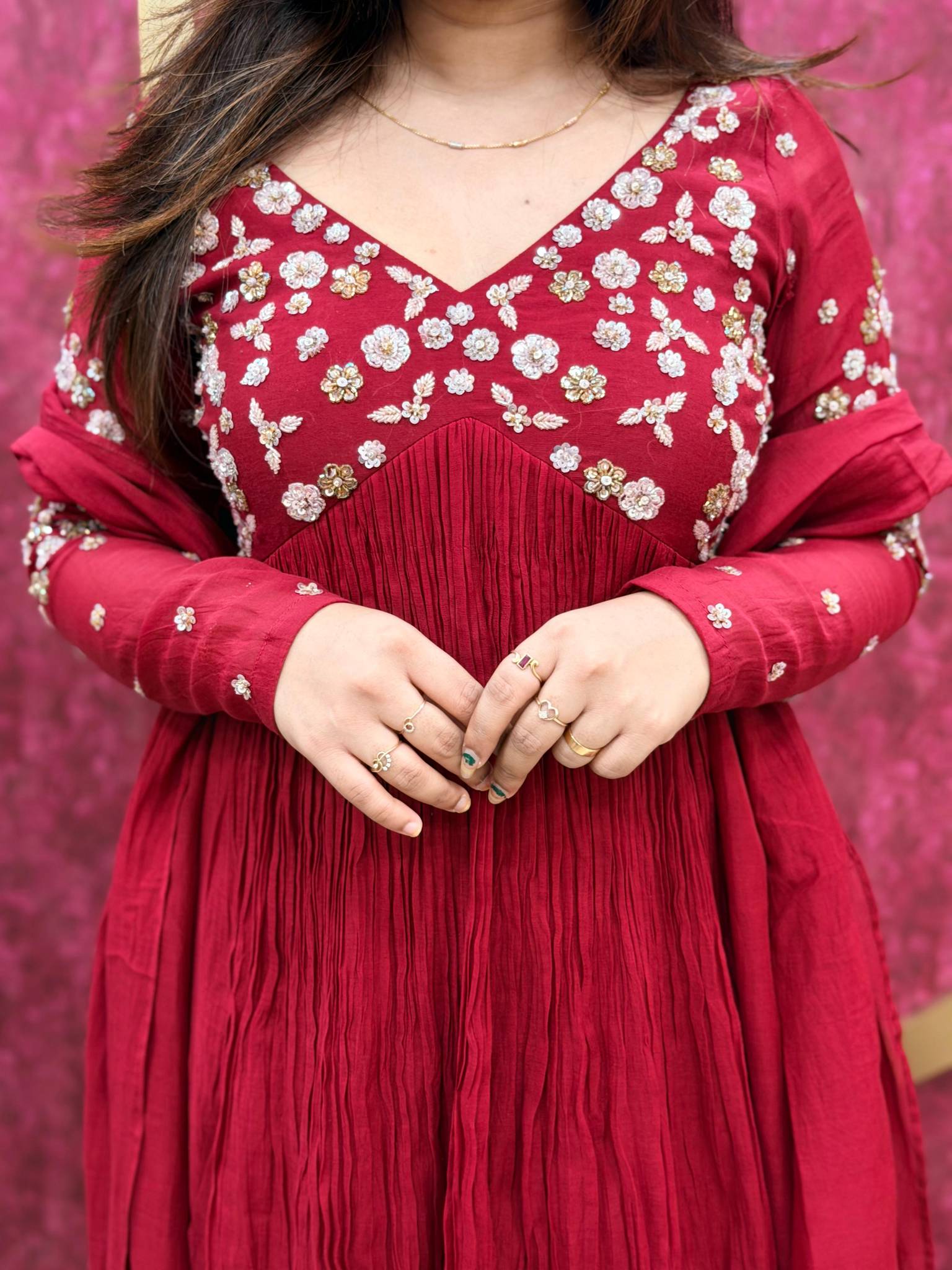 Buy Chanderi heavy hand work kurthi | Sreesha Design