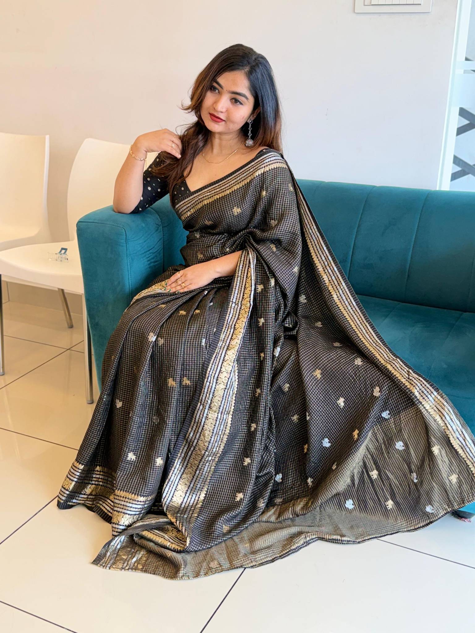 Buy Pure viscose chinon saree | Sreesha Design
