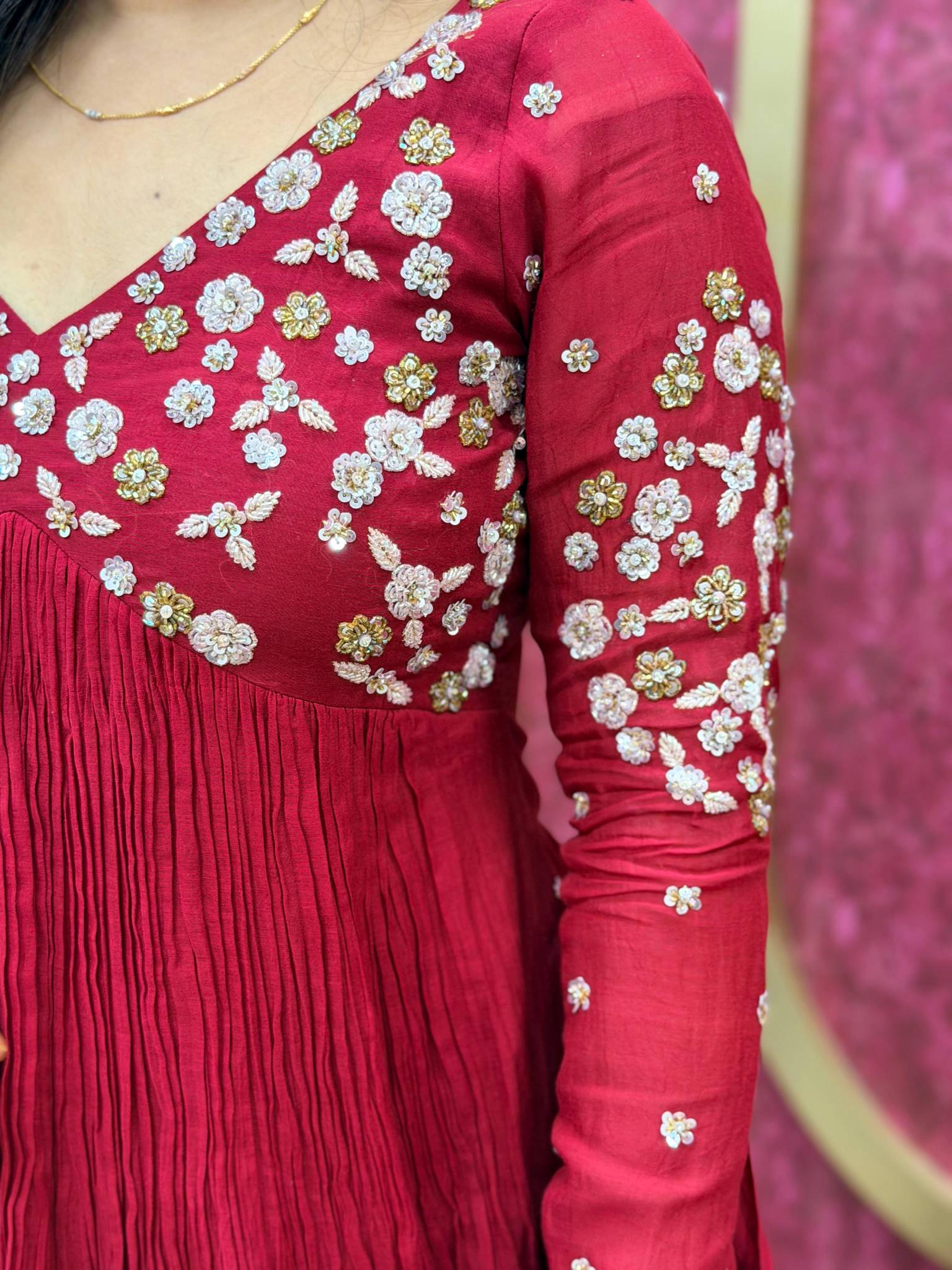 Buy Chanderi heavy hand work kurthi | Sreesha Design