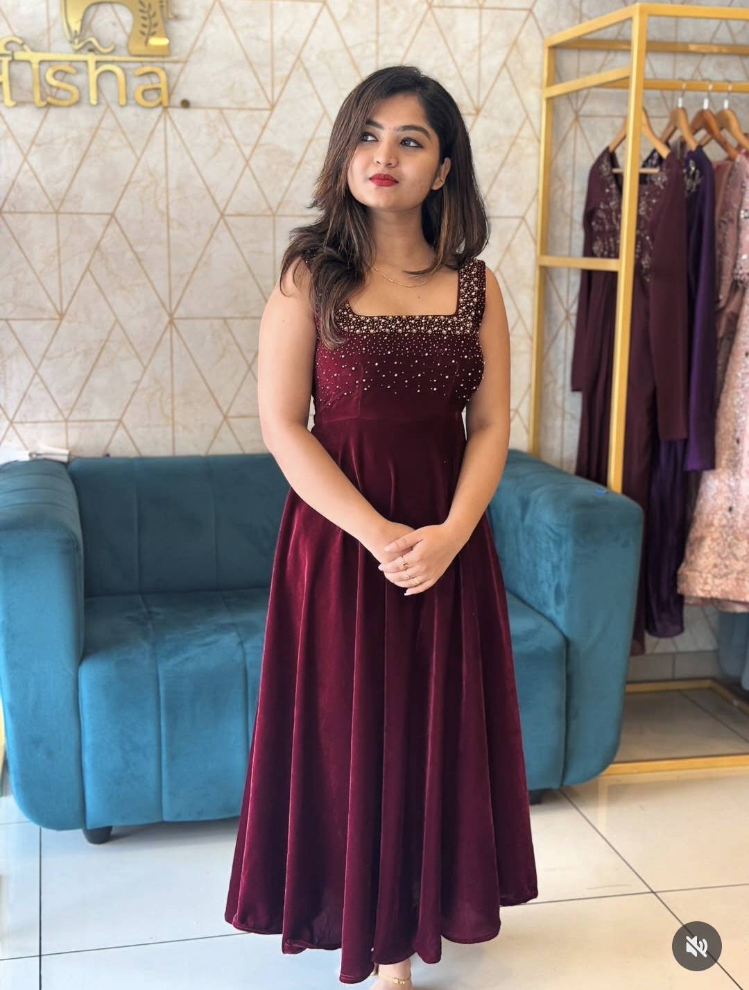 maroon Velvet umbrella top