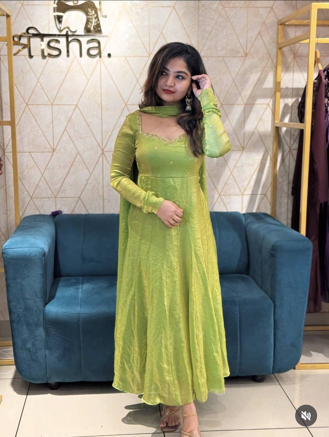 Velvet organza anarkali