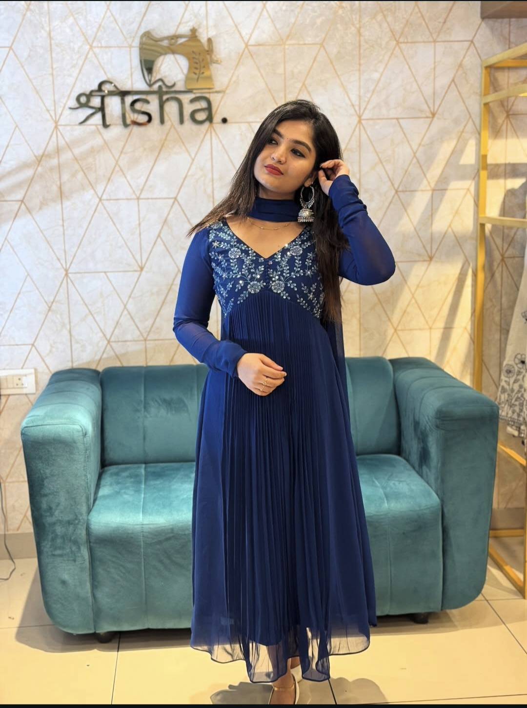 Georgette A-Line Top with heavy handwork