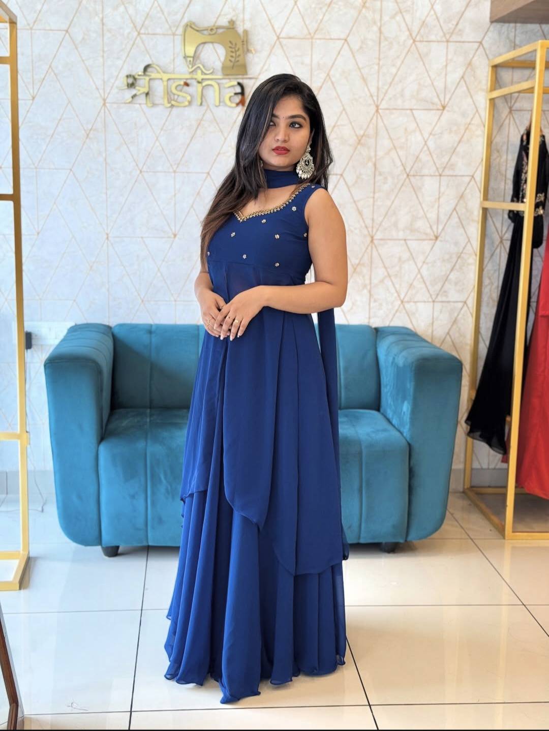 Georgette high-low umbrella