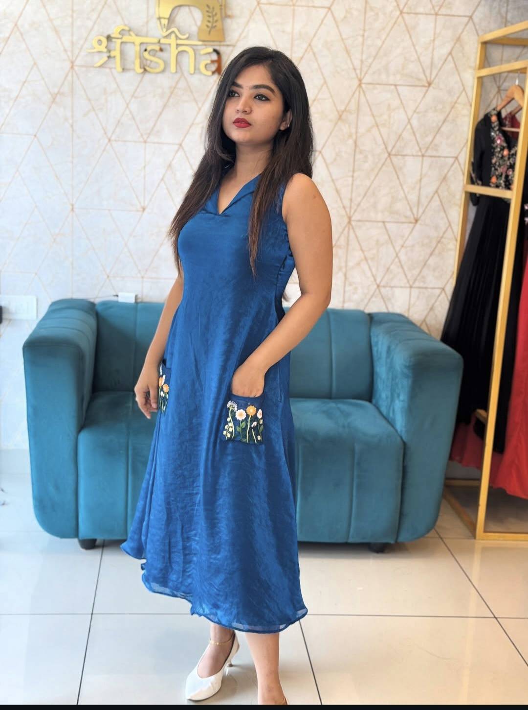 Aline velvet organza Top with pocket