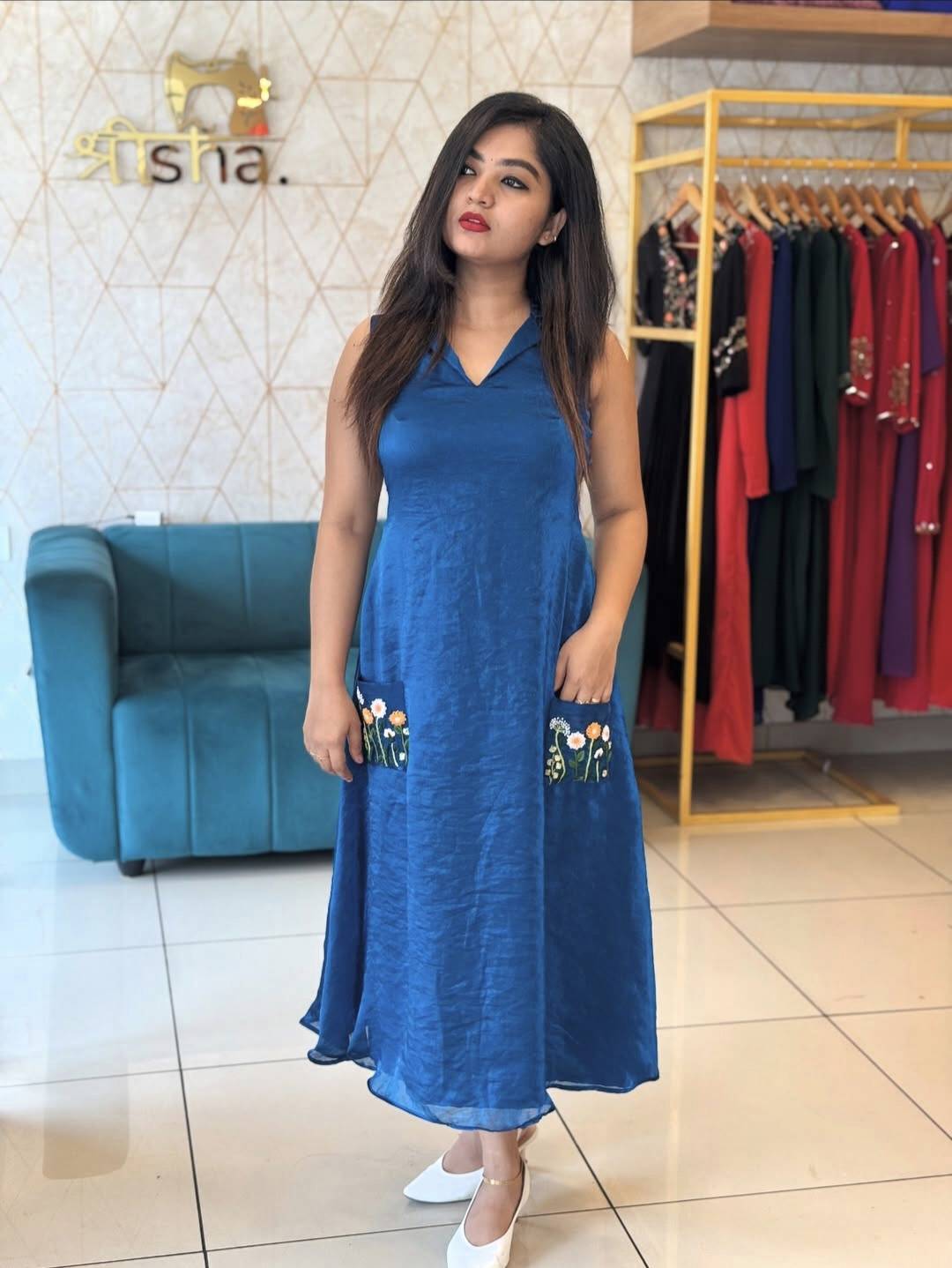 Aline velvet organza Top with pocket