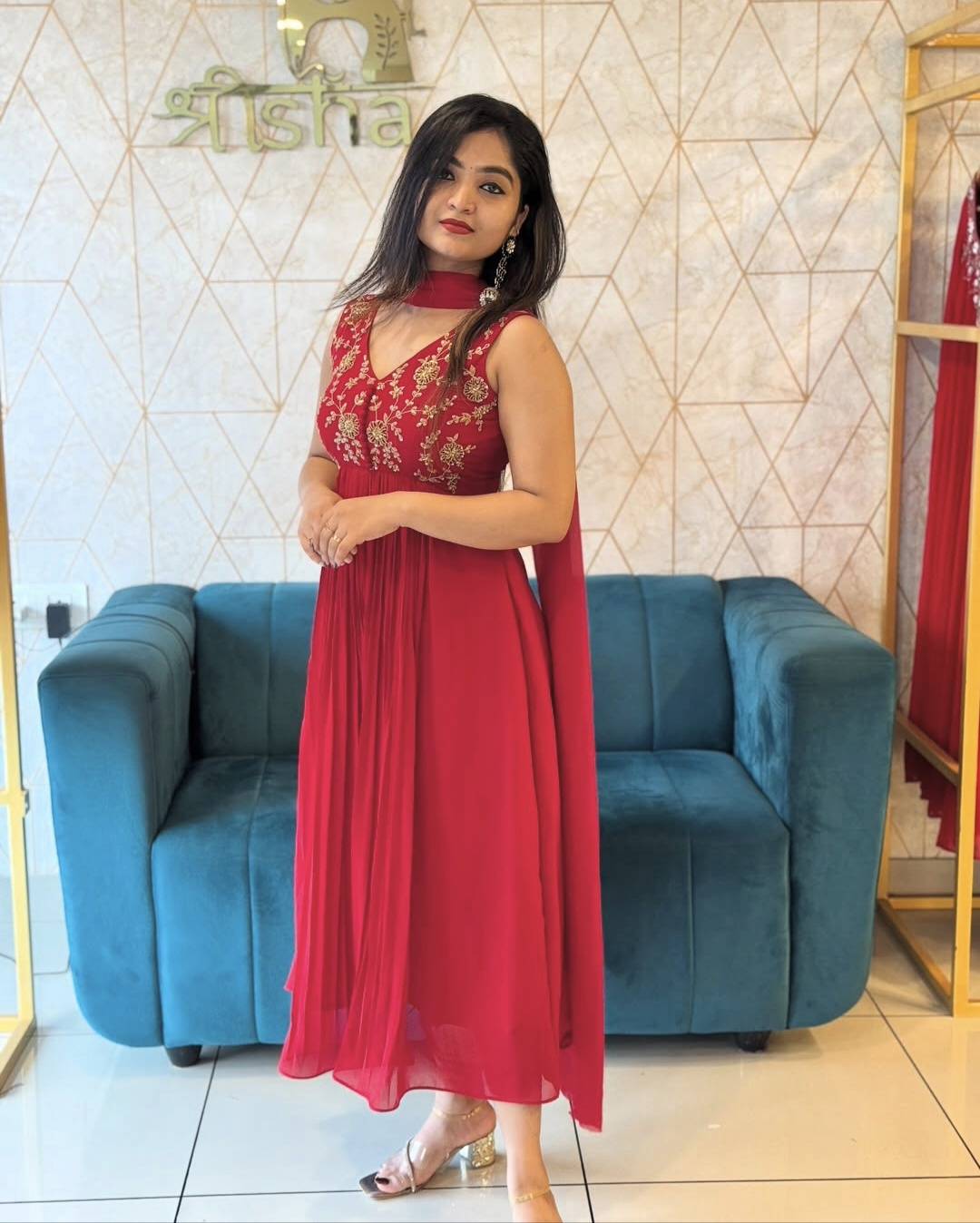 A-Line Georgette Top and Dupatta Set