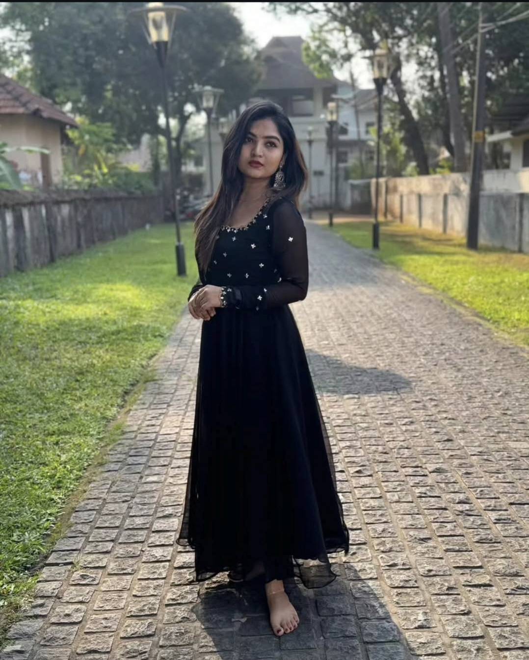 black georgette umbrella kurthi