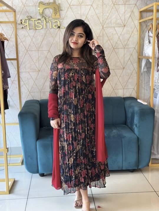 Buy Soft Drape Chinon Kurti Set | Sreesha Design