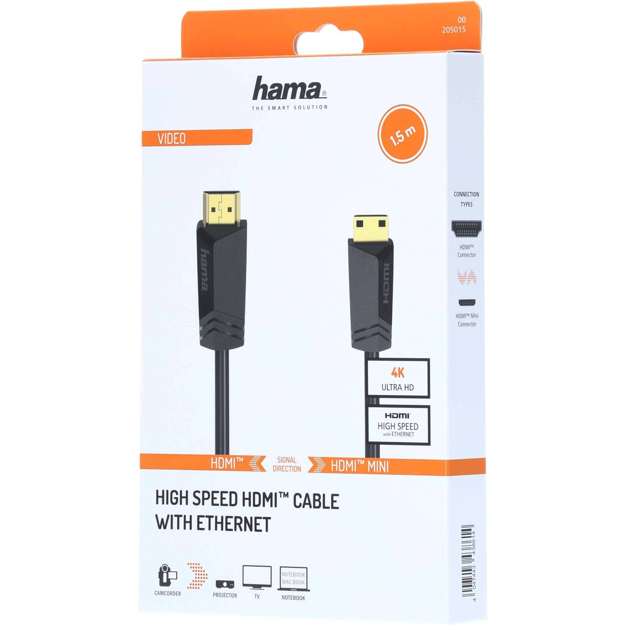 Hama High-Speed HDMI™ Cable, 4K, Plug - Plug, Ethernet, 1.5 m