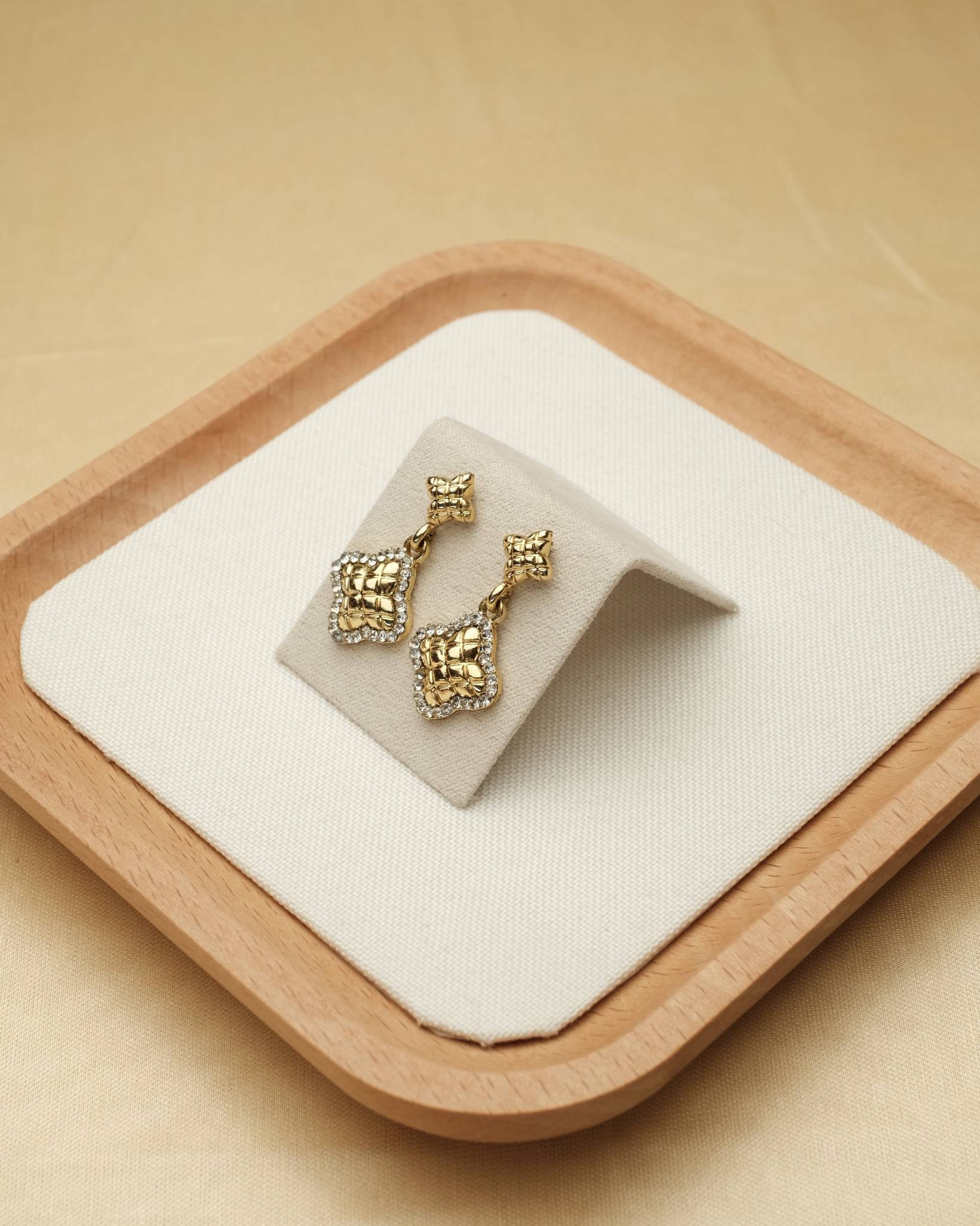 Crystal Edge Golden Drops Earrings