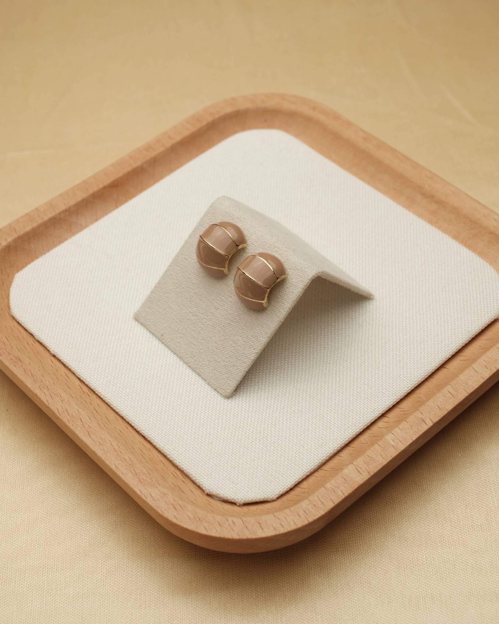Brown Cushion Stud Earrings