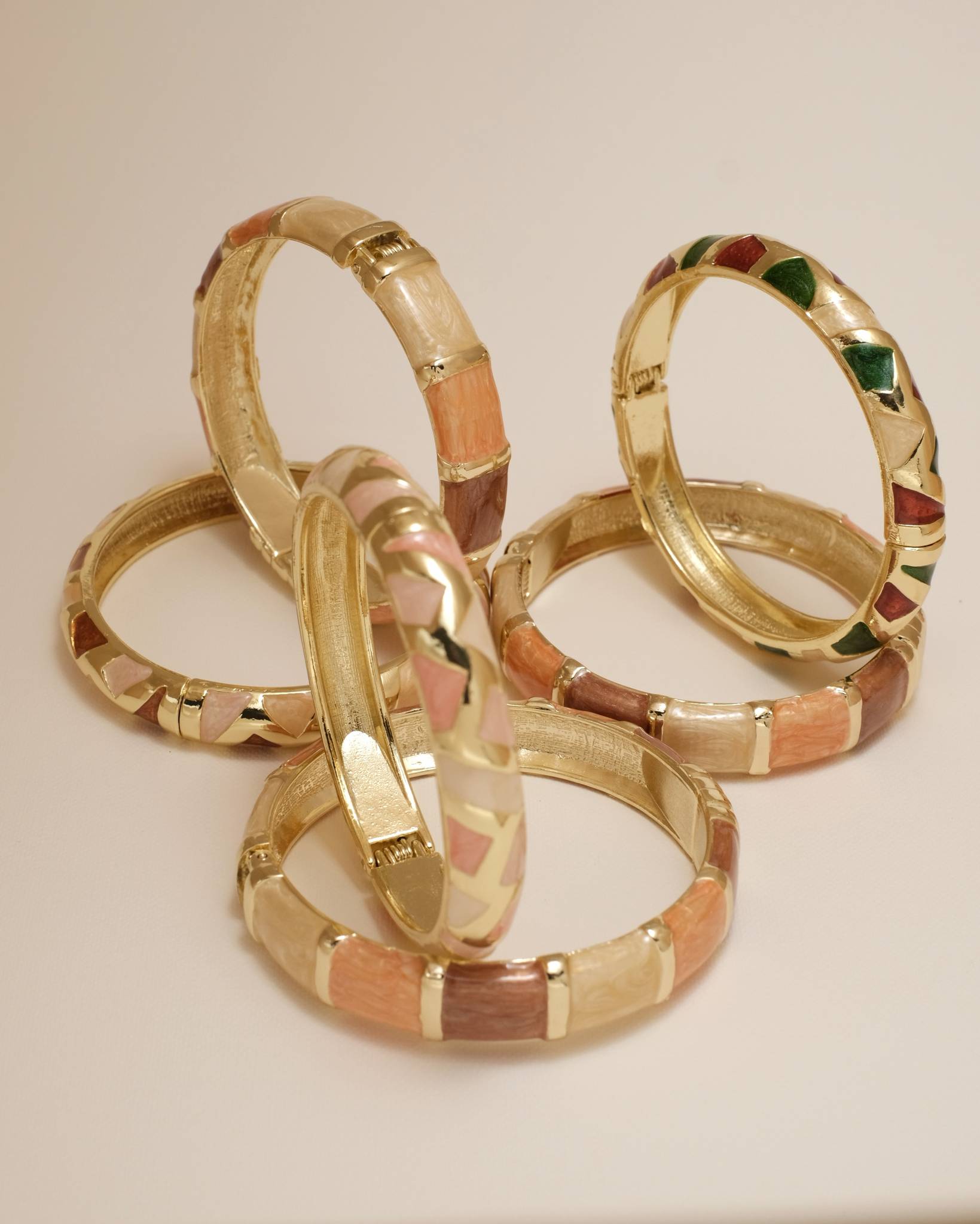 Vintage Tone Enamel Bangle (Open design)