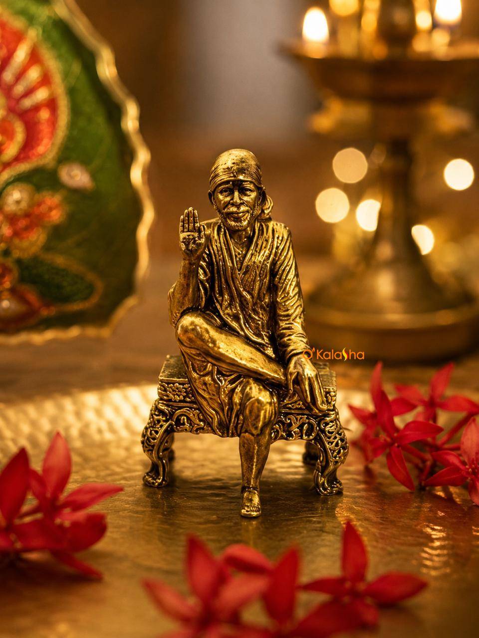 Brass Sai Baba Statue for Home Mandir – Antique Finish Shirdi Sai Baba Idol for Pooja Room and Gifting