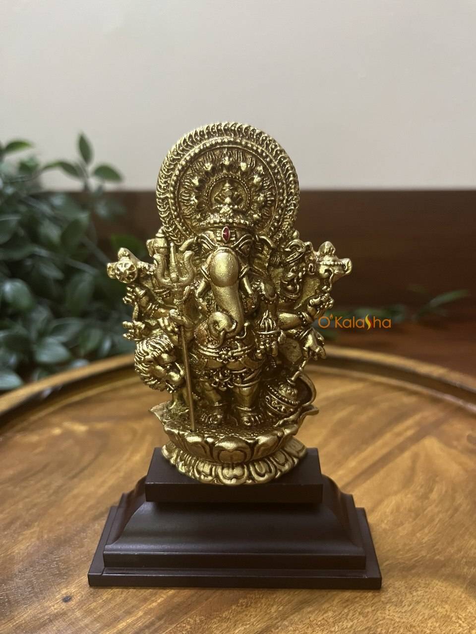 Antique Gold Finish Subha Drishti Ganapati Resin Idol (5 Inches)