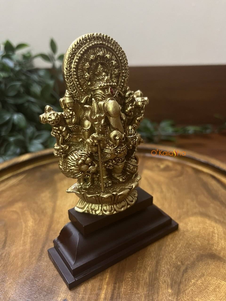 Antique Gold Finish Subha Drishti Ganapati Resin Idol (5 Inches)