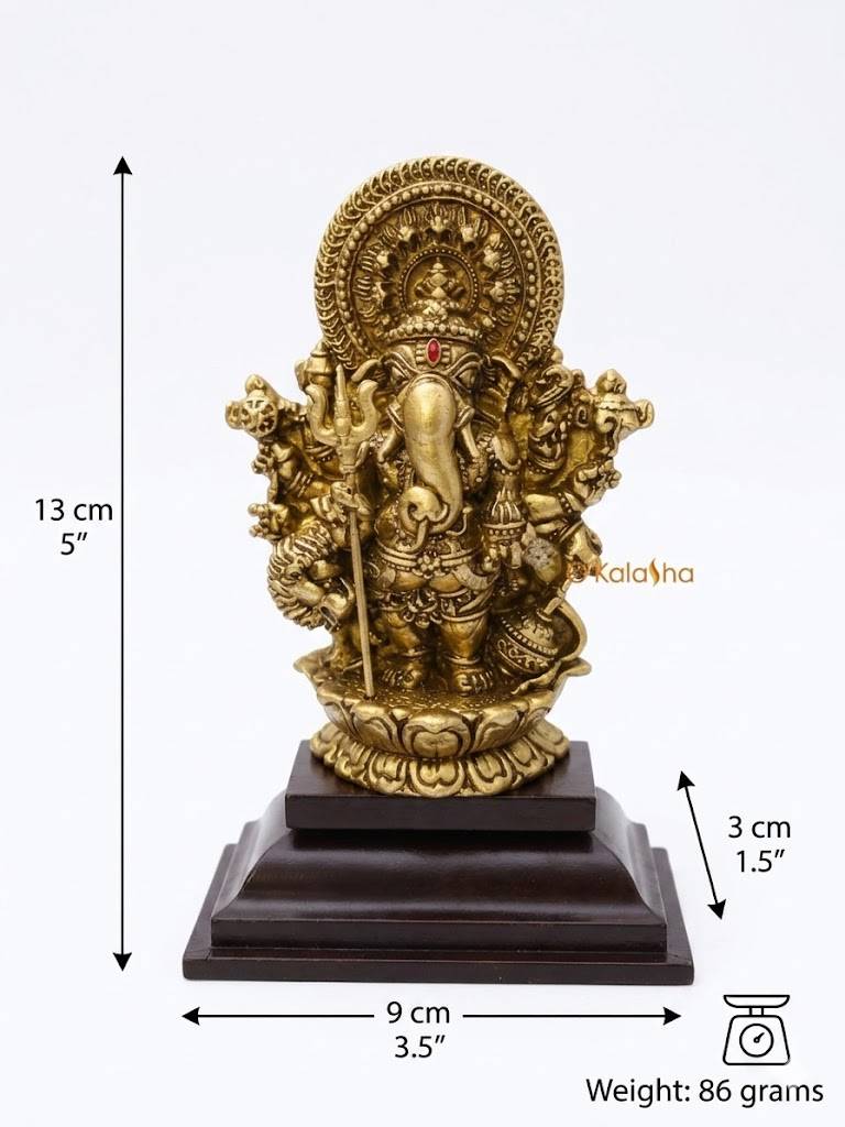 Antique Gold Finish Subha Drishti Ganapati Resin Idol (5 Inches)