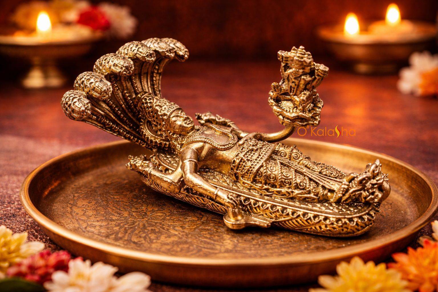 Divine Brass Ananthasayanam – Lord Padmanabha in Reclining Posture