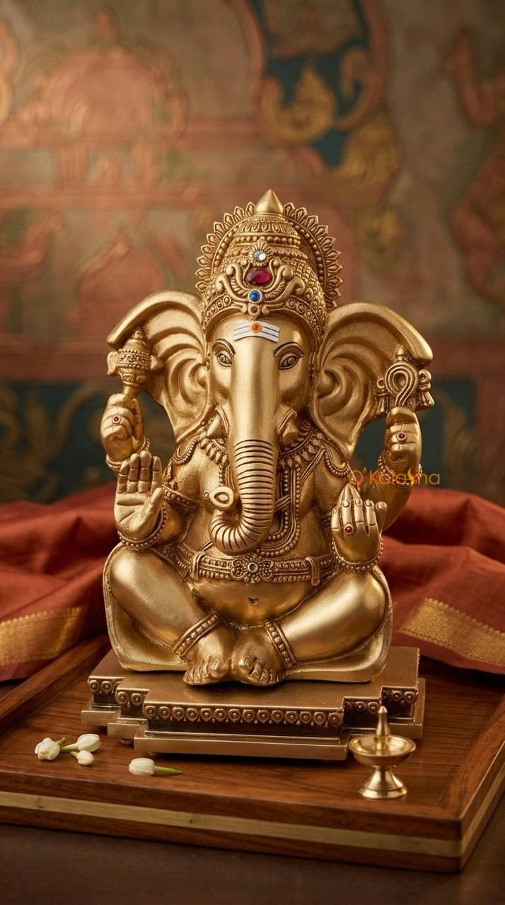 Divine Vasthu Ganapathi Resin Idol – Antique Gold Finish (11.5 Inches)