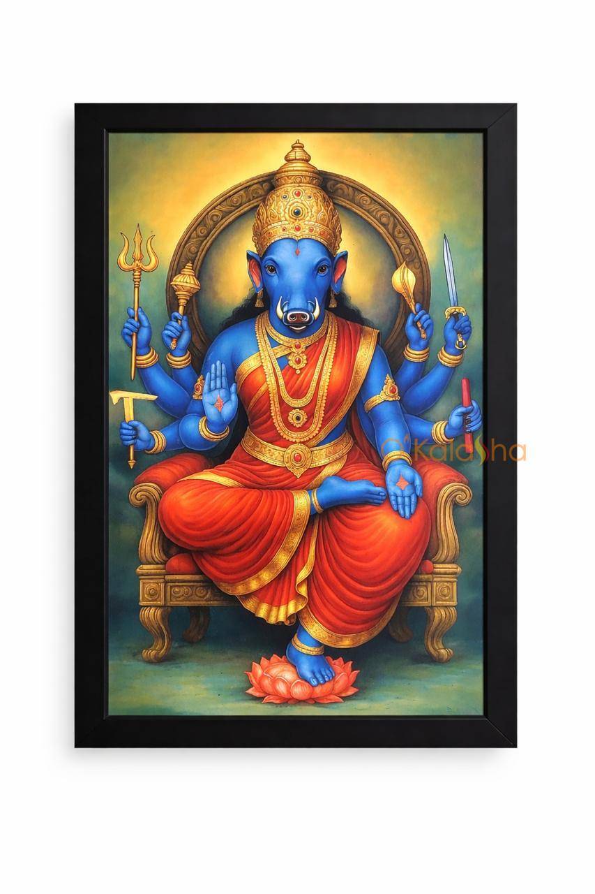 Goddess Varahi Devi Wall Frame – Hindu Spiritual Wall Decor – 8 × 12 Inches | O Kalasha