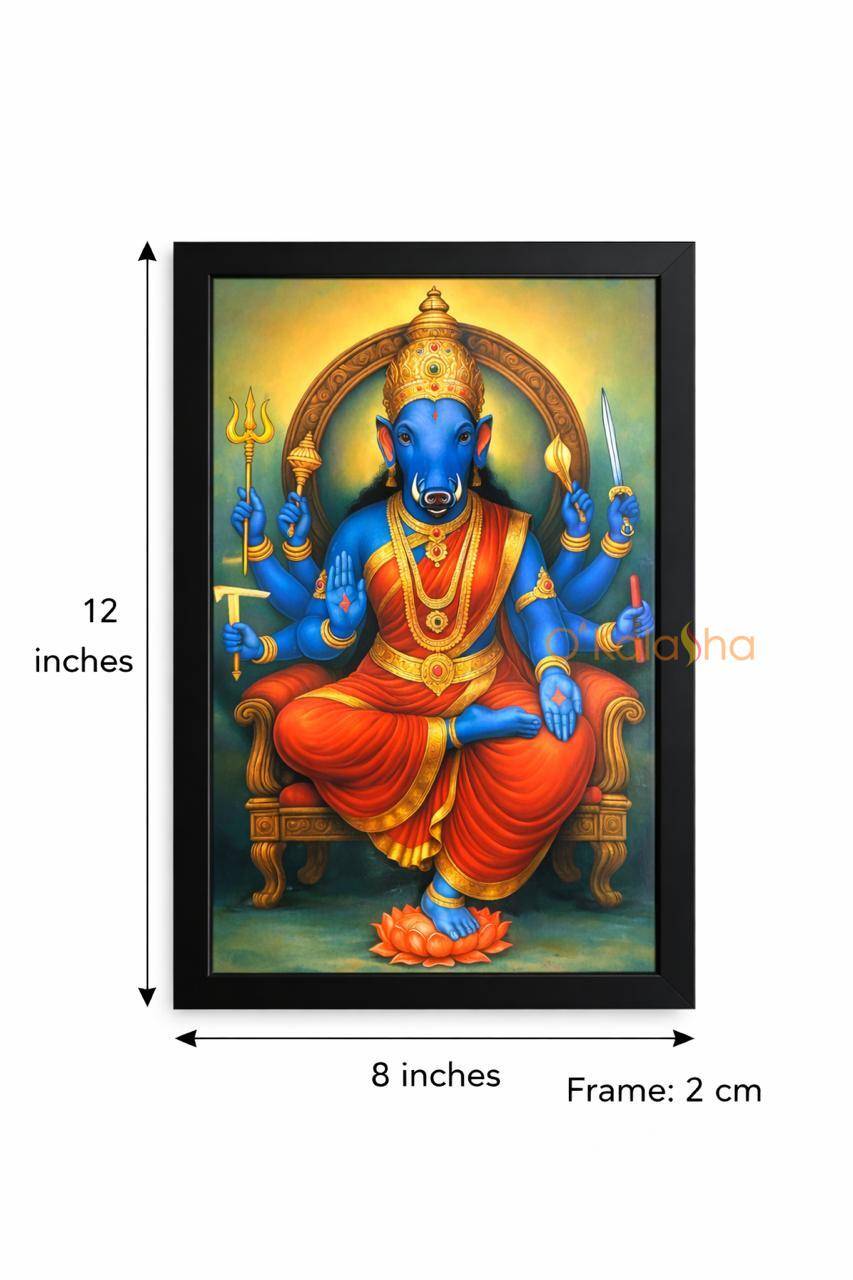 Goddess Varahi Devi Wall Frame – Hindu Spiritual Wall Decor – 8 × 12 Inches | O Kalasha