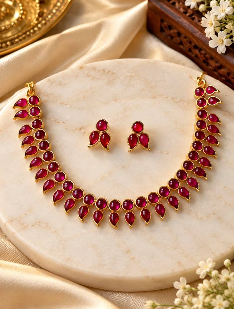 Heritage Dual-Tone Red Kemp Choker Necklace Set