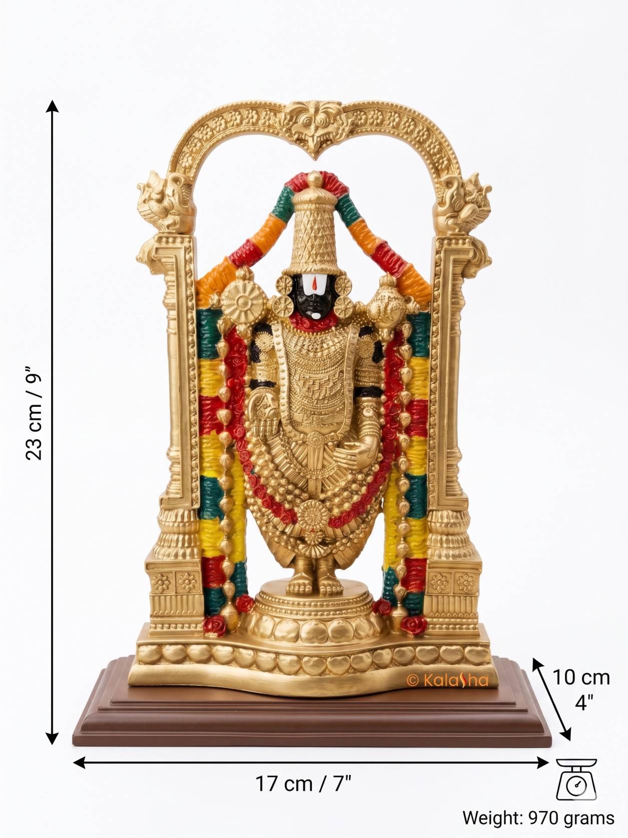 Divine Lord Venkateswara Resin Idol – Hand-Painted Antique Gold Finish (9 Inches)