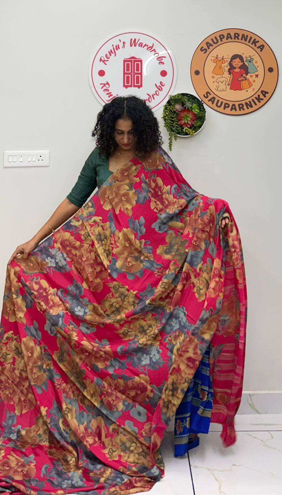 Crepe Chiffon Garden Vareli Sarees with blouse piece