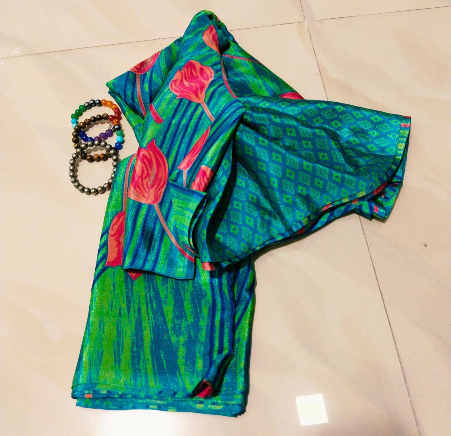 Crepe Chiffon Garden Vareli Sarees with blouse piece