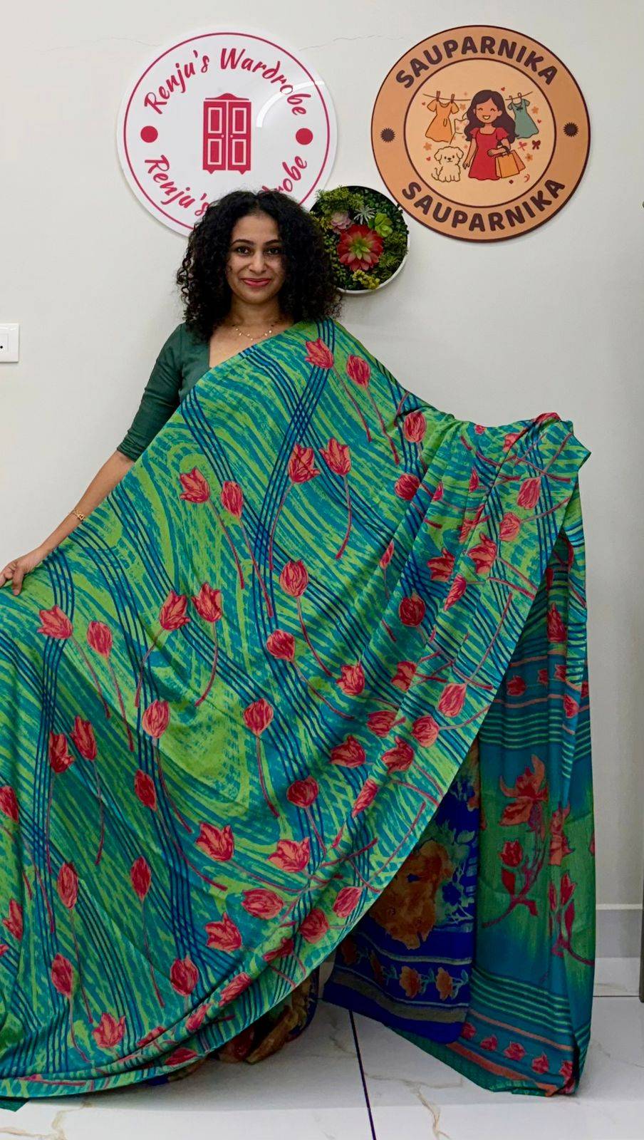 Crepe Chiffon Garden Vareli Sarees with blouse piece