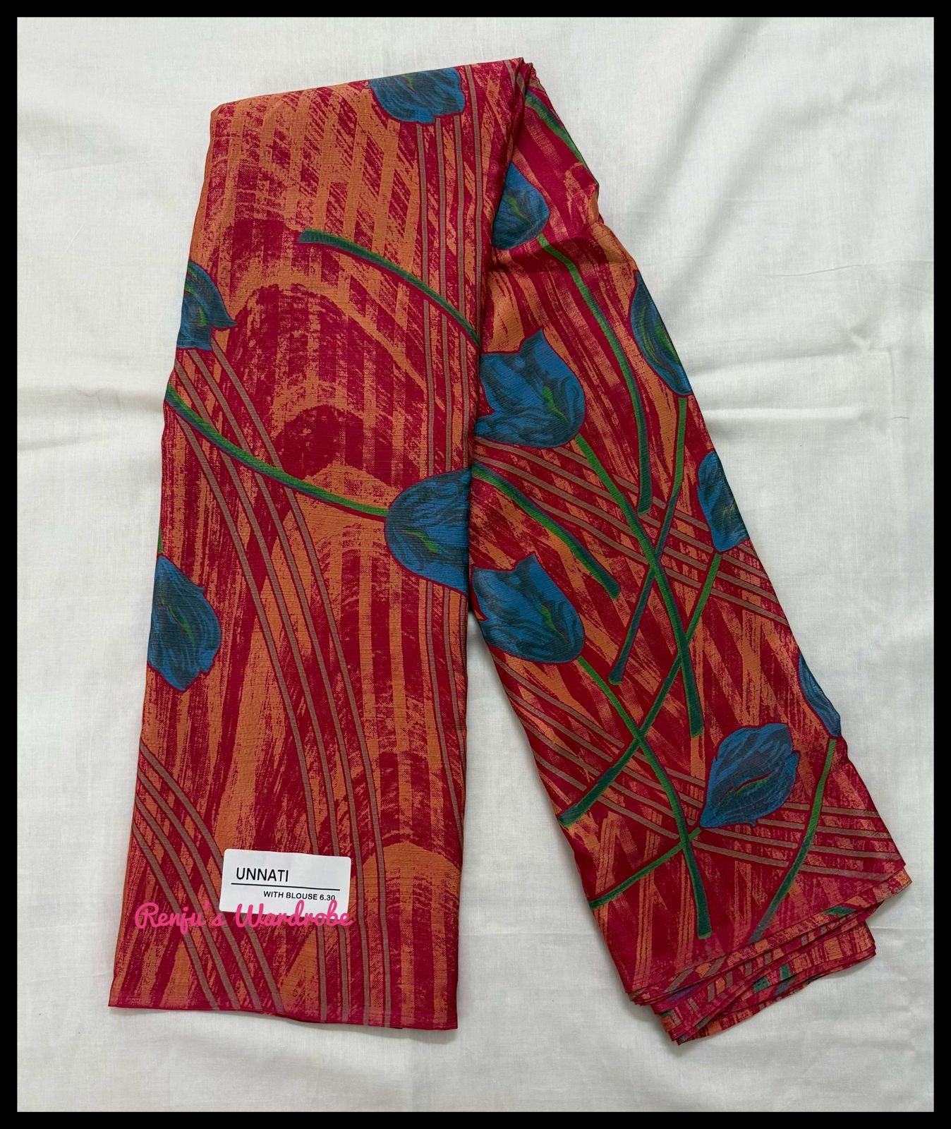 Crepe Chiffon Garden Vareli Sarees with blouse piece