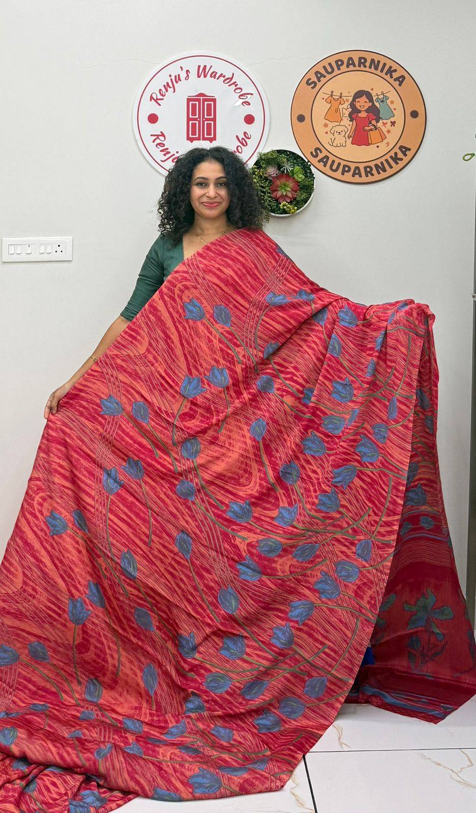 Crepe Chiffon Garden Vareli Sarees with blouse piece