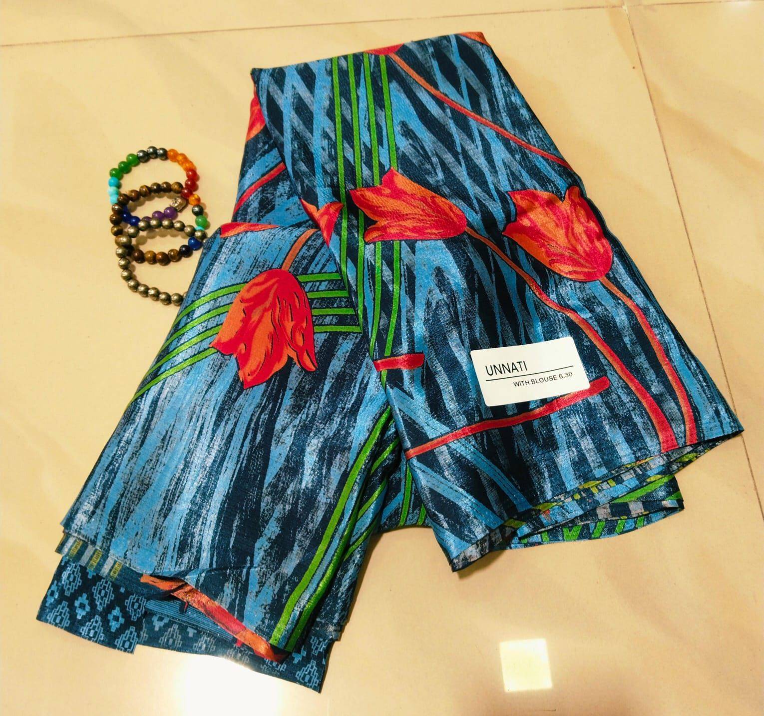 Crepe Chiffon Garden Vareli Sarees with blouse piece