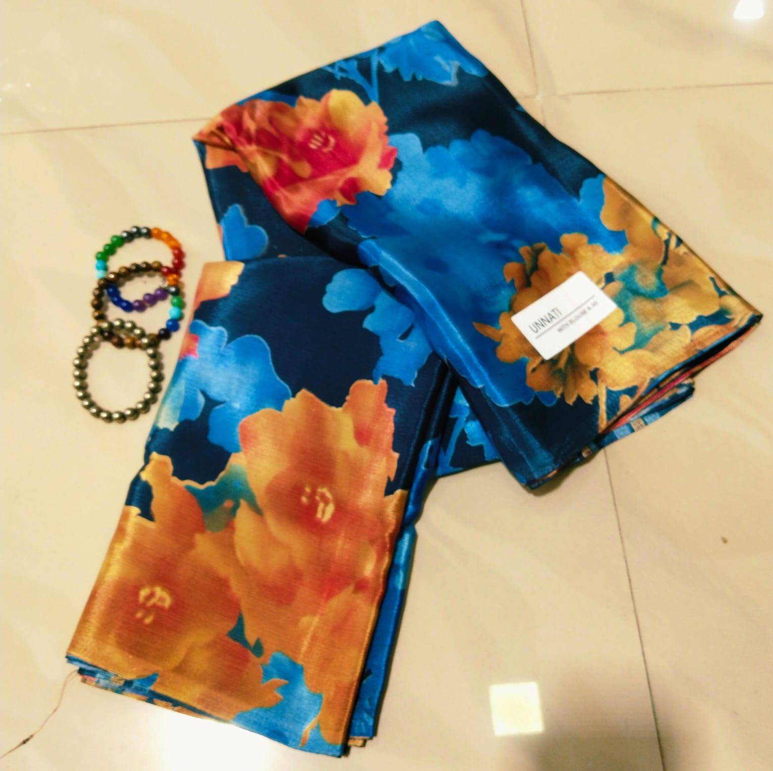 Crepe Chiffon Garden Vareli Sarees with blouse piece