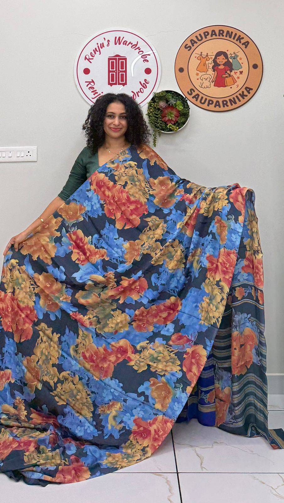 Crepe Chiffon Garden Vareli Sarees with blouse piece